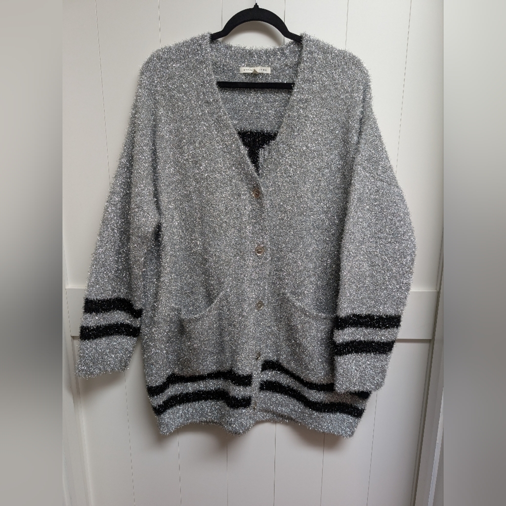 Endless Rose Silver Tinsel Women's Sweater, S/M